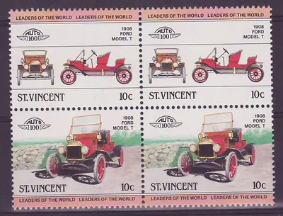 São Vicente 10c Automóvel 1908 Ford Model T ** Luxe Bloco de 4