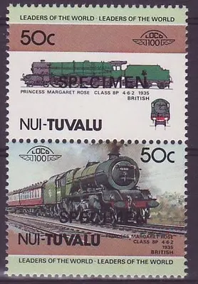 Nui Tuvalu 50c Trem Princesa Margarida Rosa Classe BP 1935 ** Luxo Sobrecarga ESPÉCIME