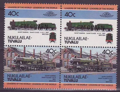 Nukulaelae Tuvalu 40c Trem São Gabriel 1907 ** Luxo Sobrecarga ESPÉCIME Bloco de 4