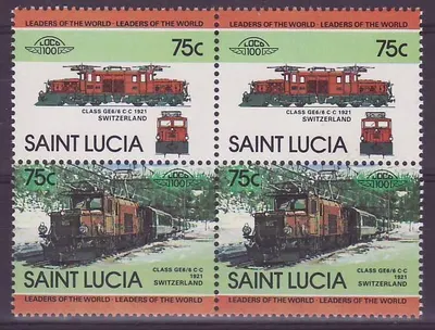 Santa Lúcia 75c Trem Classe GE6 1921 Suíça ** Luxo Bloc de 4