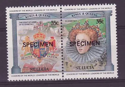 St Lucia 35c Elizabeth I Leão ** Luxo Sobrecharge EXEMPLAR Bloco de 4