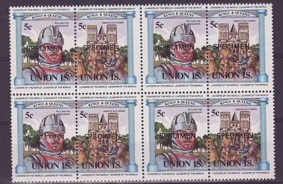 Ilhas da União 5c Guillaume o Conquistador Abadia das Damas Caen ** Luxo Sobrecarga ESPÉCIME Bloco de 4
