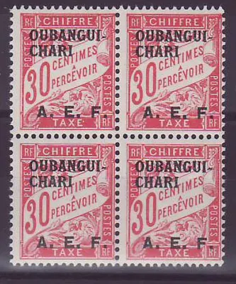 Oubangui-Chari Selos de Taxa ** 30c Bloco de 4