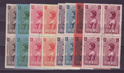 Gabon Selos de Taxa Blocos de 4 carimbados Libreville 23 a 33 (faltam 3 valores) TB