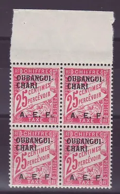 Oubangui-Chari Selos de Taxa ** 25c Bloco de 4