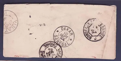 Guinee Đại mảnh Colonies Generales 25c Dấu mộc Victoria 3 THÁNG 9 1894 gửi Pháp dấu mộc Hải quân — Mặt sau
