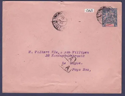 Guiné Bilhete Postal 25c com raro carimbo Phamohe e data manuscrita 13 JAN 1902 para La Hague Países Baixos RARO