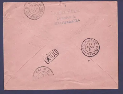 Guiné Bilhete Postal 25c com raro carimbo Phamohe e data manuscrita 13 JAN 1902 para La Hague Países Baixos RARO — Verso