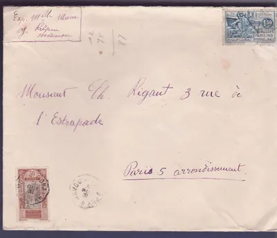 Guiné Grande Letra com 1F50 Exposição Colonial + 50c Gue de Kitim para Paris França 31 OUT 31