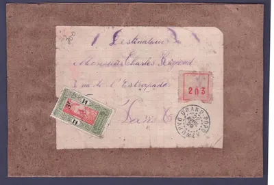 Dahomey Carta com valor 3F para Paris obl 22 ABRIL 29 Grand Popo