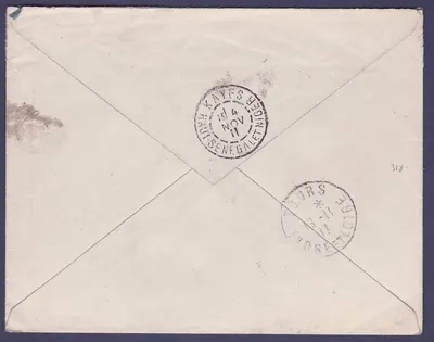 Sudão Carta 10c Faidherbe obl Kati 31 OUT 11 para Tours — Verso