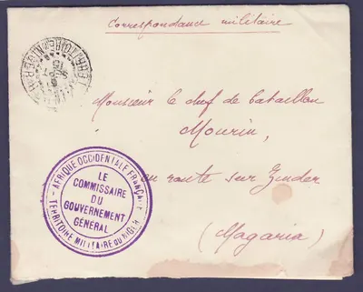 Niger Carta Postal Gratuita Militar 6 SET 15 para Magaria carimbo Gobernador Geral