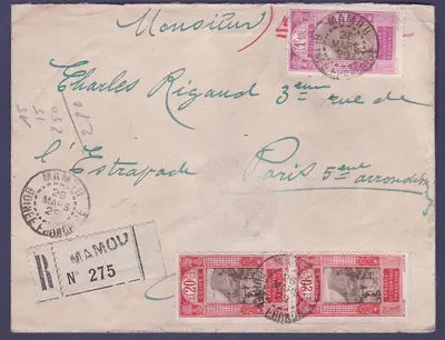 Guiné Carta com selos diversos obl Mamou 26 MAR 29