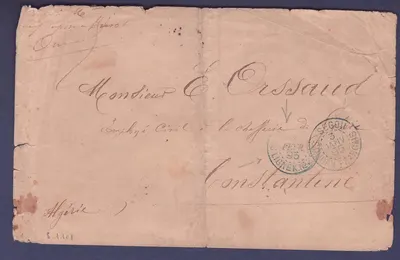 Sudão Carta de Correspondência Militar cancelada em Segou 3 JAN 95 e bom carimbo marítimo Ligne K n°2 para Constantine Argélia