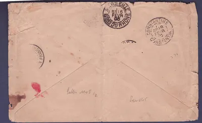 Sudão Carta de Correspondência Militar cancelada em Segou 3 JAN 95 e bom carimbo marítimo Ligne K n°2 para Constantine Argélia — Verso