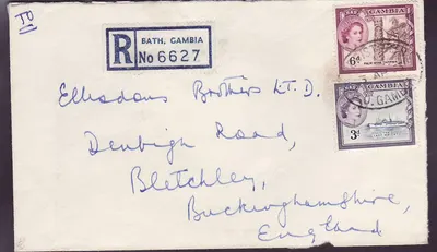 गंबिया गंबिया 2 QEII स्टैंप्स बैथ कवर इंग्लैंड के लिए 1963