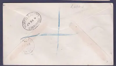 St Lucia Lucie 1947 kopia do Grimsby w Anglii znak Laborie (mały biurko) — Rewers