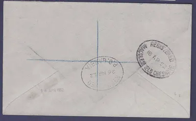 Gambia Gambia Unübliche BASSE (kleines Büro) Umschlag mit verschiedenen Elephant-Werten nach Presbury, Cheshire, England datiert 195 — Rückseite