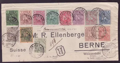 Guiné Letra com Série Berger Pulas (13 val) para Berne Bern Suíça erro de data 04