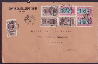 Soudan Lettre avec diverses valeurs meharistes Chameaux cad Bamako 1928 pour Mopti Rare