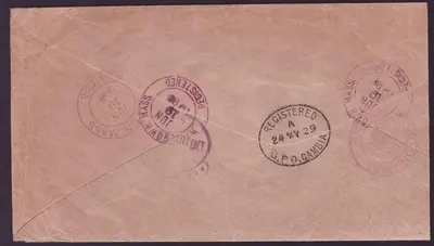 Gambia Gambie Cover with 6d Elephant Value on OHMS cover dated 1929 — Rückseite