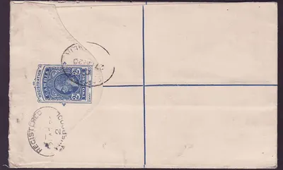Gambia Gambie registrierter Brief mit 1d-Wertstempel MA 20 nach Huddersfield England — Rückseite