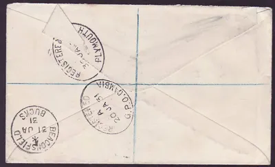 Gambia Gambie 1d + 3d waarden + EVII waarden voor Beaconsfield, Engeland, stempel 1931 — Achterkant