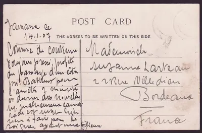 Gâmbia Cartão postal com 2*1/2d EVII valores imagem Bathurst Wellington Street para Bordeaux — Verso