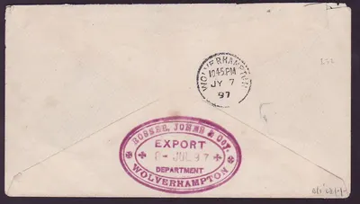Cover St Lucia Lucie franked 2 1/2d Victoria Castries JU 97 for Wolverhampton  England — Verso