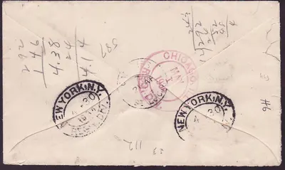 Envelope St Lucia Lucie frankado com 2*2 1/2d GV para Chicago EUA datado 1934 — Verso