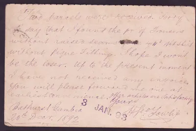 Gambia Gambie 1 1/2p Postale stempel Bathurst DE 92 voor London England — Achterkant