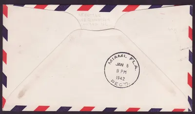 Gambia Gambie Elefante Valori con servizio postale aerea American African Ferry 1941 Primo volo verso Chicago, USA Bathurst N — Verso