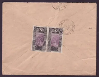Guinee Lettre 2*25c cad Mamou OCT 28 pour Paris  France — Verso