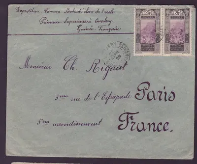 Guiné Carta 2*25c cad Conakry AVRIL 29 para Paris França