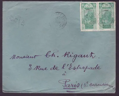 Guiné Letra 2*20c Gue de Kitim cad Conakry 1926 para Paris França
