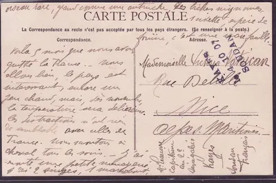 Soudan CPA Flagellants apres le duel avec 1c Gouverneur Ballay et RARE cachet Kayes 4 10 07 dactylographié — Verso