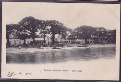 Bilhete postal antigo Gambie Bathurst River Side