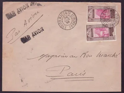 Guiné Carta com 2*1F75 cad Magenta DEC 36 para Paris