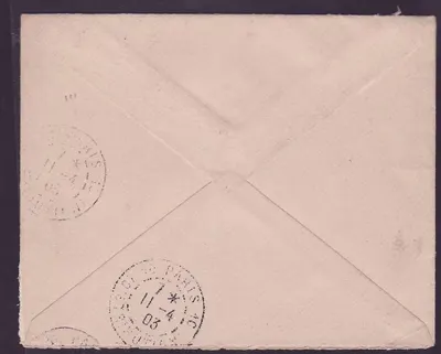 Guinea Brief mit Typengruppe 15c nur cad Kayes MARS 03 für die Zeitung rue de Richelieu Paris — Rückseite