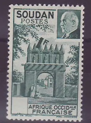 Sudão Porta de Djenné Petain 1F verde SEM Valor n°129 ** Novo sem Encaixe Raro