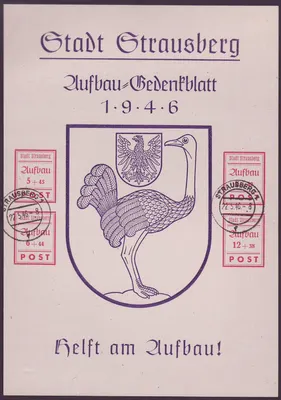 Germany Locals 1945-6 Private posts Block #3x Strausberg cds Autruche Ostrich