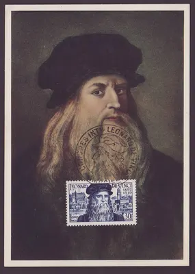 França CARTE MAXIMUM Leonard de Vinci Amboise 9 7 1952 Raro Leonardo da Vinci Leão