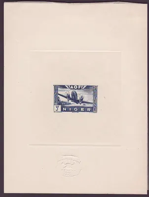 Niger Epreuve Poste Aerienne n°13 Avion en Vol 3Fr Raro