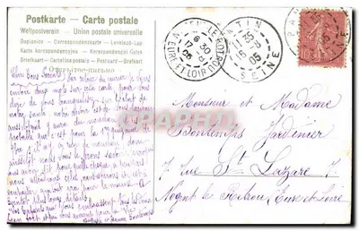 Cottage avec colombes — scène bucolique avec fleurs d'oublis — éditeur non visible — Rewers