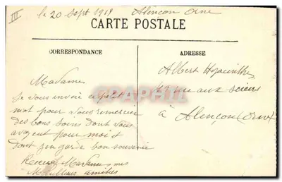 Castillo y Palacio de Justicia — Alençon, Orne — Tarjeta postal antigua — Reverso