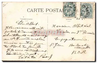 Homem e cavalo — cena de trabalho — cartão postal — Verso