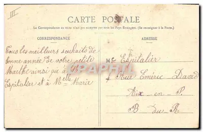 Duas jovens mulheres em traje de Natal — Bonheur à vous 1905 — Protótipo A. Bergeret & Cie, Nîmes — Verso