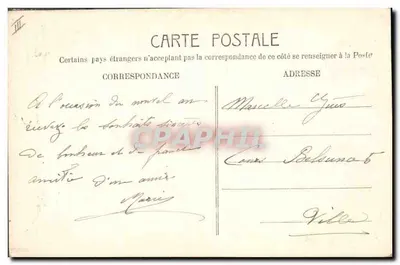 Niña sonriente — decoración floral y buzón de correos — editada por M.F. PARIS, número de serie no visible — Reverso