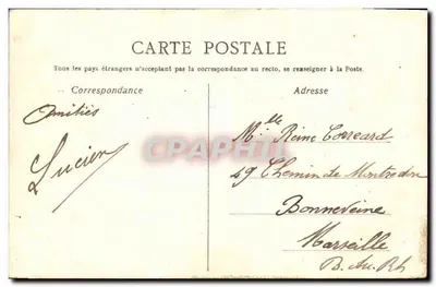 Carte postale décorée de fleurs — dessin de marguerites et feuilles — éditeur non visible — Verso