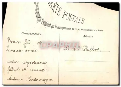 Rosas bordadas — Boa Ano — Carta postal — Verso
